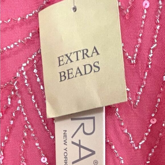 NWT J Kara Women's Geometrical Capelet Beaded Maxi Dress Coral v neck sz 18‎ - Picture 9 of 13